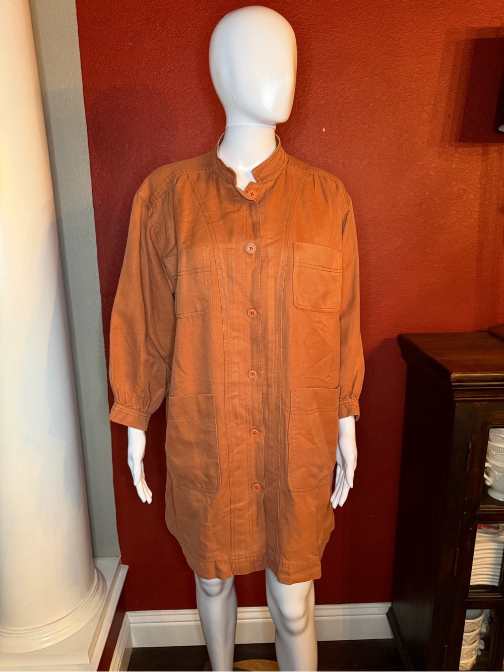 Apiece Apart Nueva Aragon Utility Mini Shirt Dress Terracotta Size 6